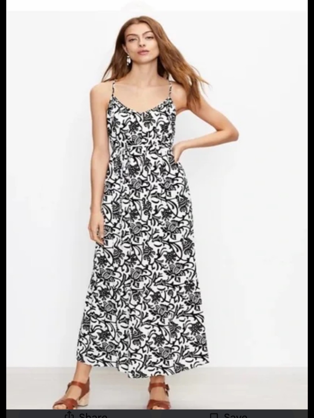 New! Loft medium white/black printed tie back gauzy cotton maxi dress. - Picture 5 of 10